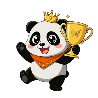 Panda champion avec couronne et trophée