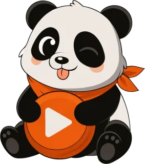 Panda qui serre un bouton lecture