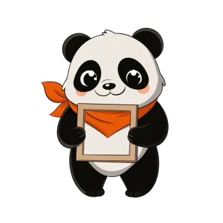 Panda qui tient un cadre vide